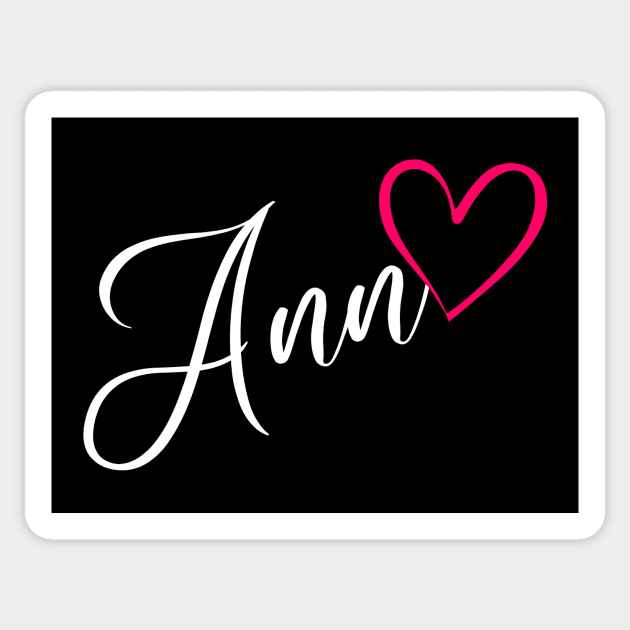 Ann Name Calligraphy Pink Heart Sticker by xsylx